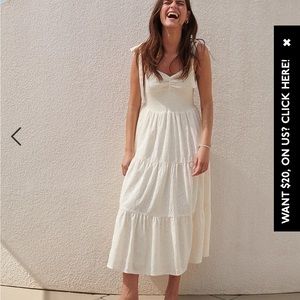 Eyelet Lucie Tie-Strap Tiered Midi Dress